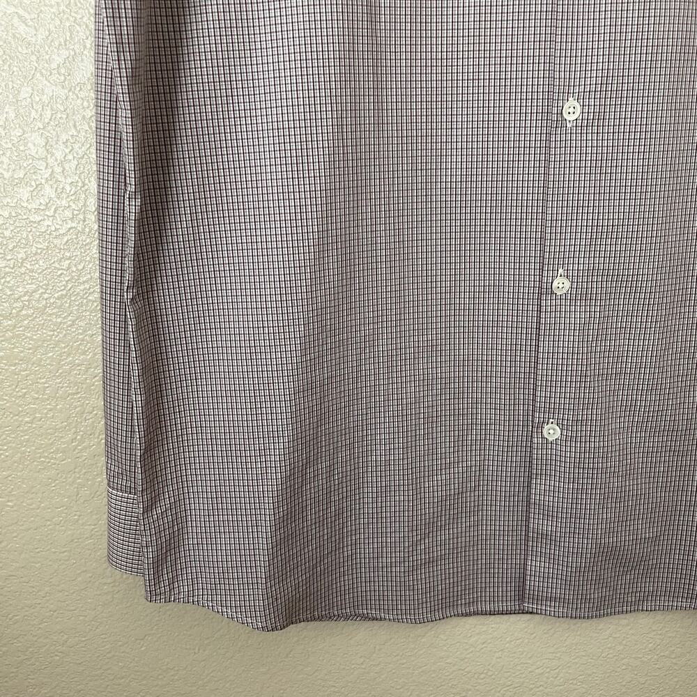 Theory Shirt Mens 17 32-33 White Red Plaid Button Up Long Sleeve Cotton Preppy - Picture 5 of 12